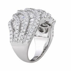 NWT Sterling Silver Cubic Zirconia Layered wave Band